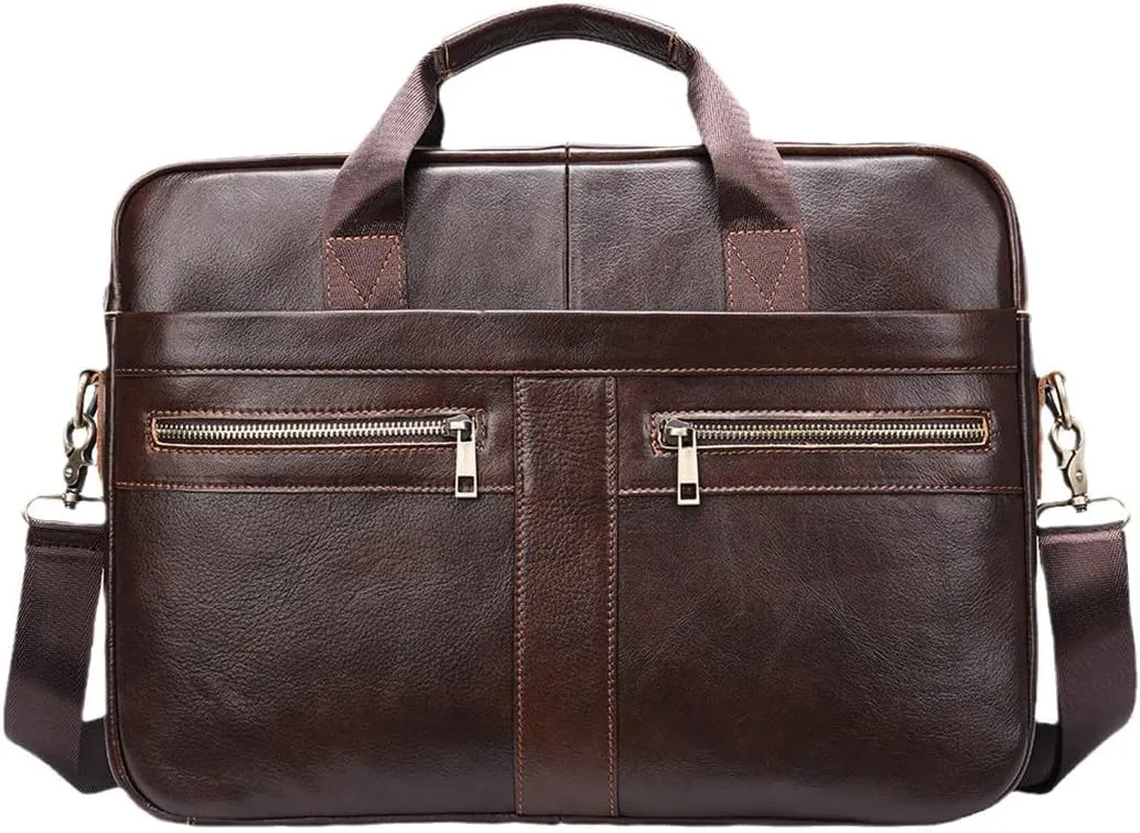 Haitpant Men's Genuine Leather Briefcase Laptop Bag Natural Leather Messenger Briefcases Bags