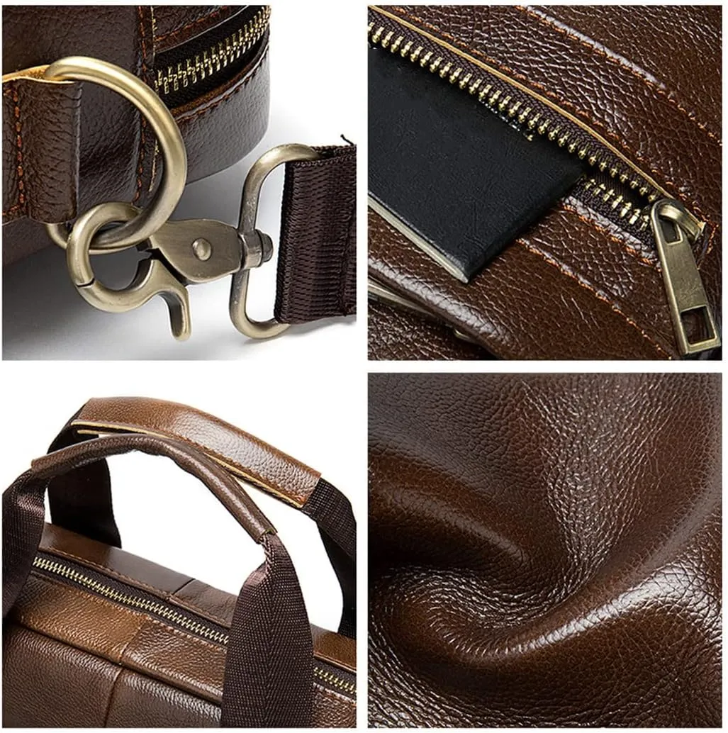 Haitpant Men's Genuine Leather Briefcase Laptop Bag Natural Leather Messenger Briefcases Bags