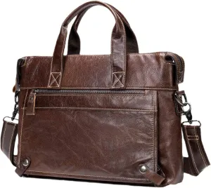 Haitpant Men's Leather Briefcases Bags Genuine Leather Laptop Shoulder Messenger Document Bags