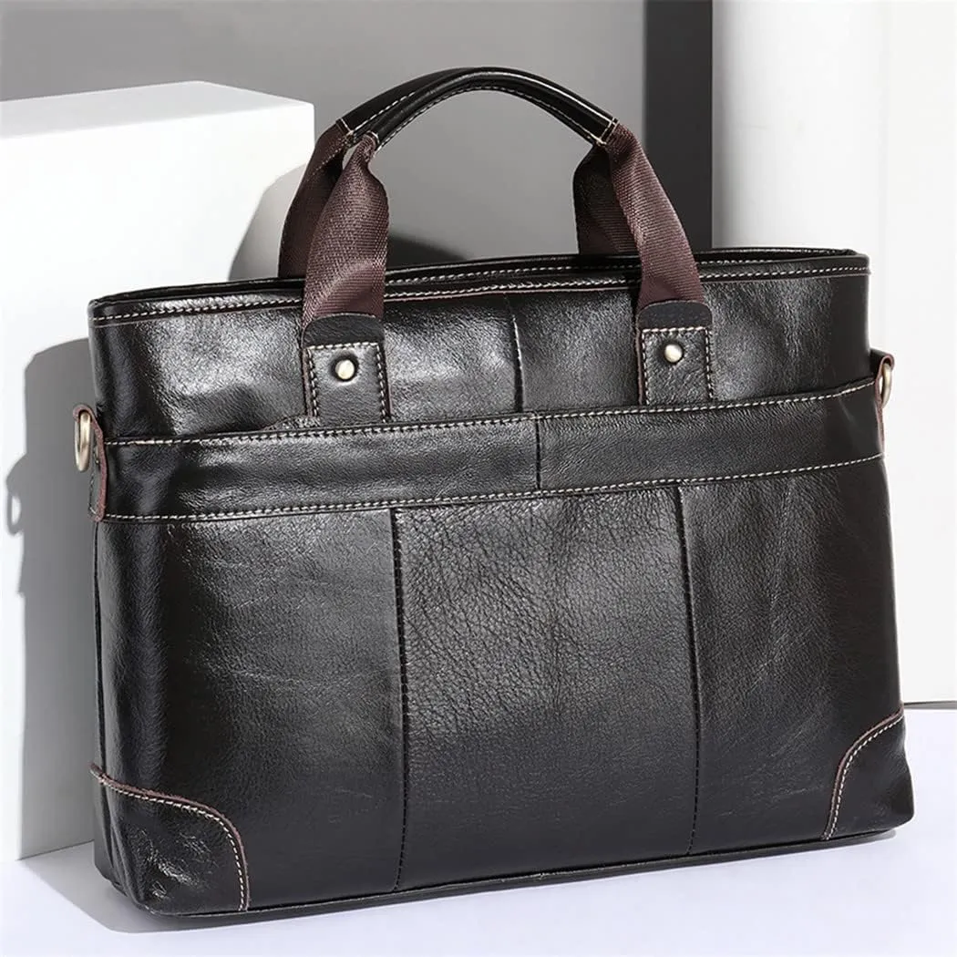 Haitpant Men's Leather Briefcases Bags Genuine Leather Laptop Shoulder Messenger Document Bags