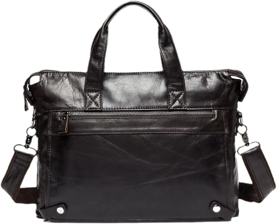 Haitpant Men's Leather Briefcases Bags Genuine Leather Laptop Shoulder Messenger Document Bags