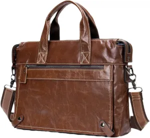 Haitpant Men's Leather Briefcases Bags Genuine Leather Laptop Shoulder Messenger Document Bags