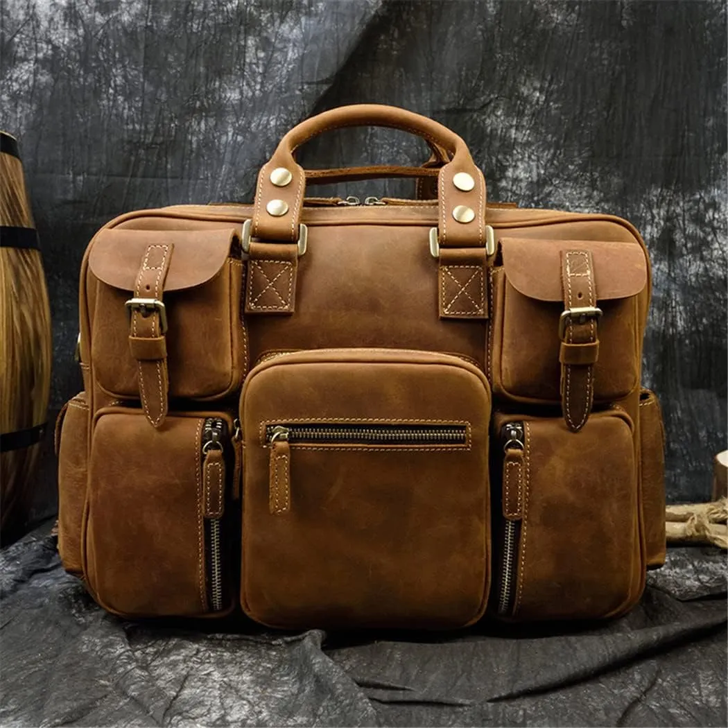 Haitpant Natural Leather Men Briefcases With Shoulder Strap Laptop Notebook Hand Bag Business Briefcase Bag