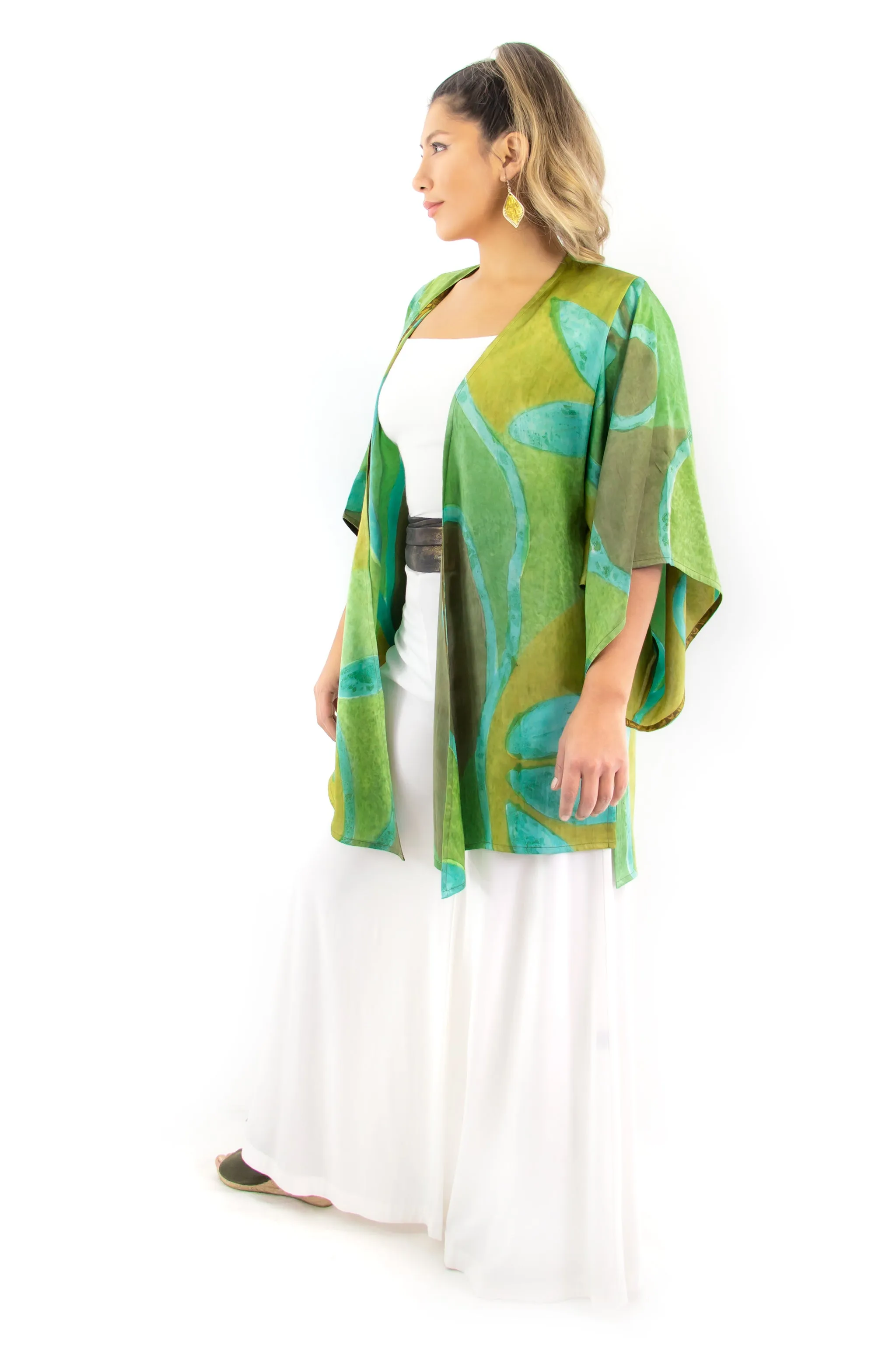 Hand Painted Short Silk Kimono 6669S - D'Vine