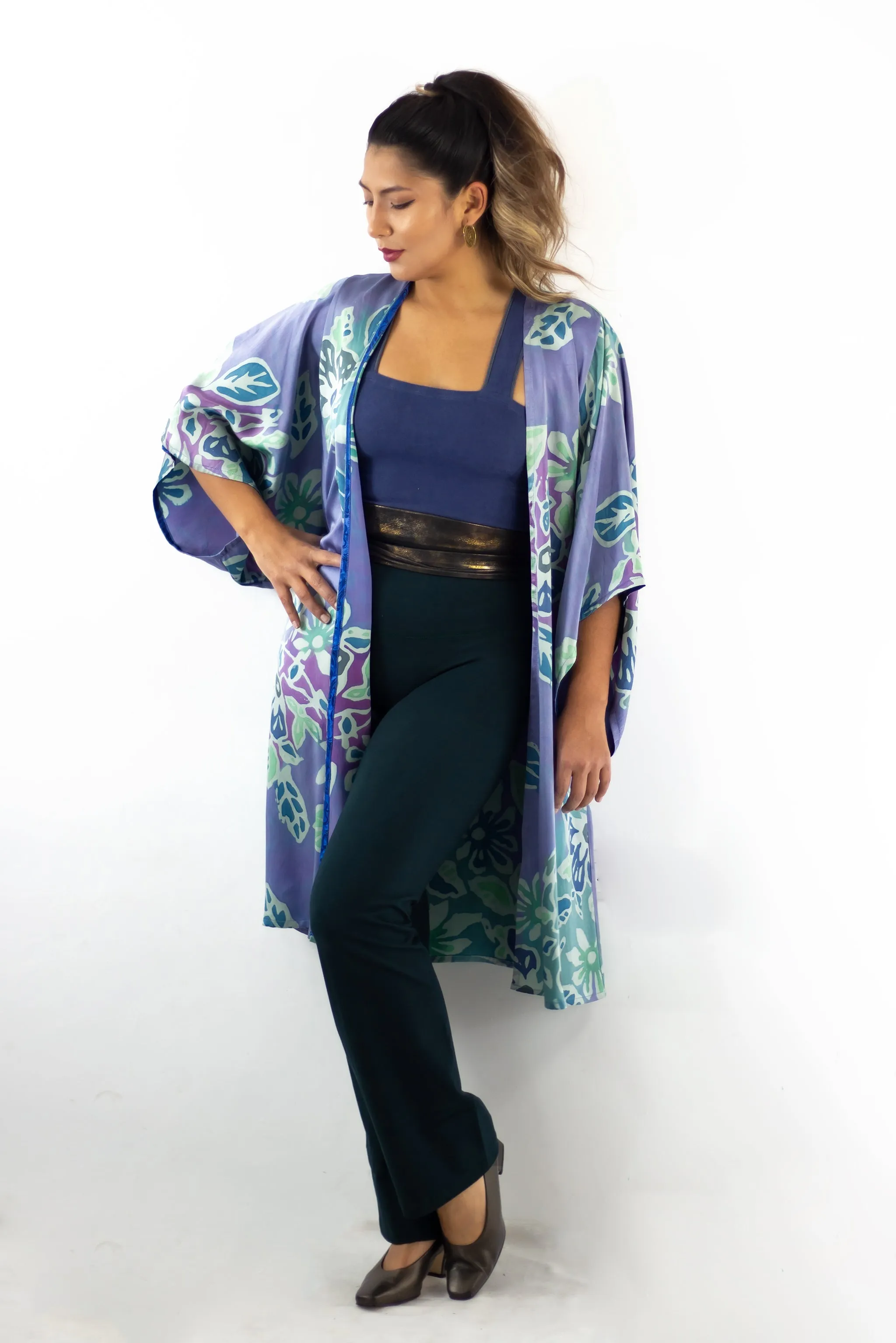 Hand Painted Silk Kimono - Floral Reef