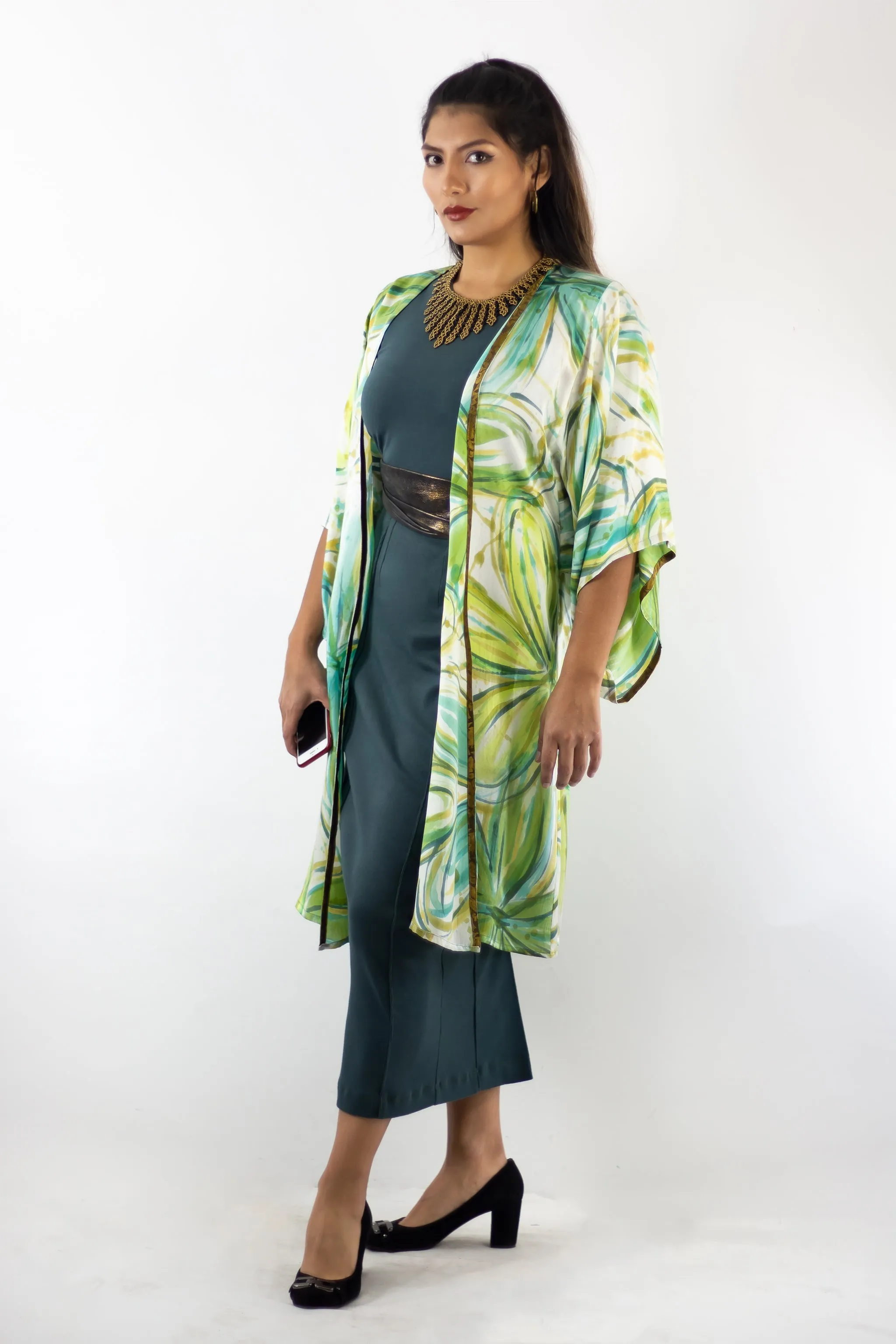 Hand Painted Silk Kimono - Flower Power