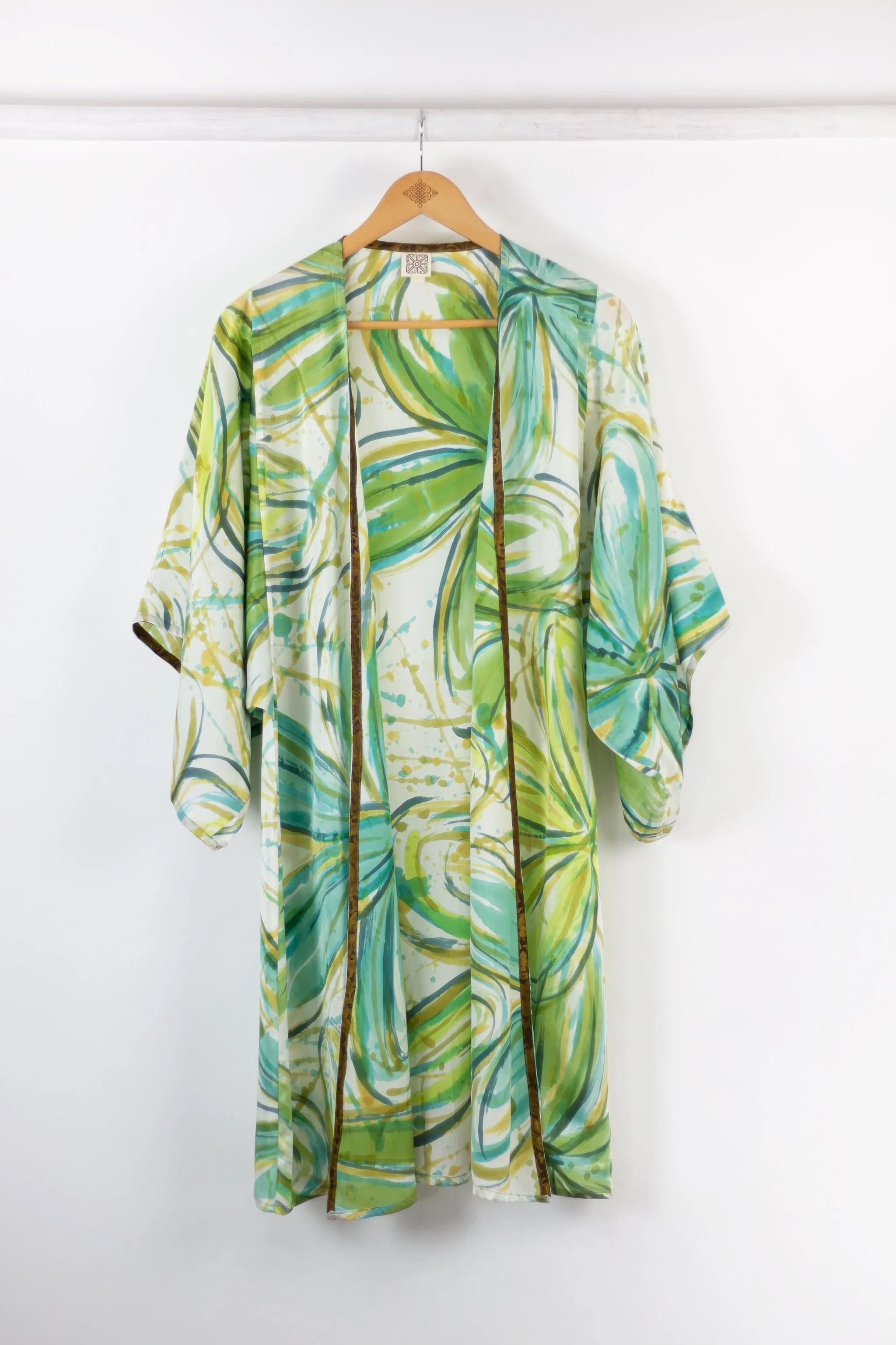 Hand Painted Silk Kimono - Flower Power