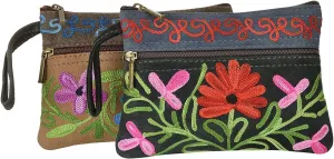 Handmade Embroidered Kashmiri Antique Clutch Wristlet Indian Made Purse Organza Bag Wedding Gift Pouch (Set of two)