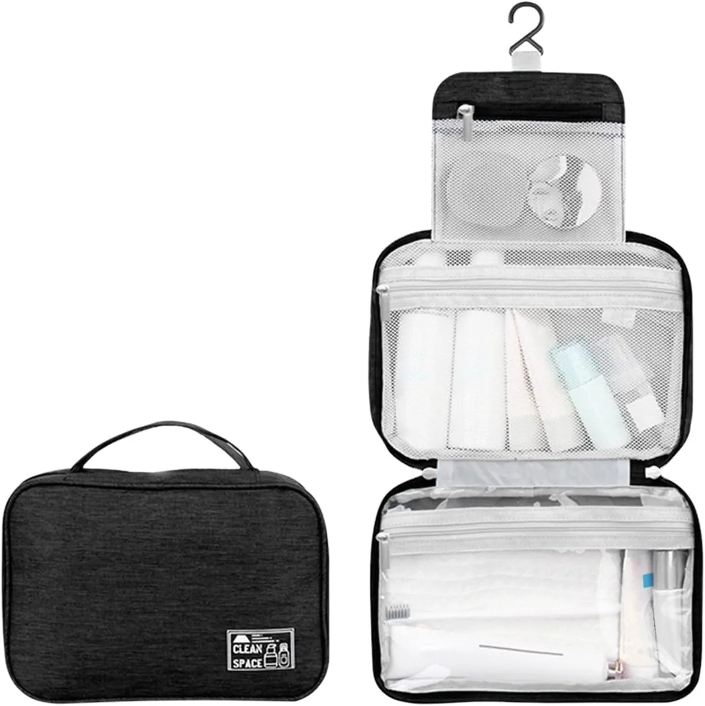 Hanging Toiletry Travel Bag,10" X 6.5" Makeup Bag Organizer,Large Capacity Foldable Portable Toiletries Travel Bag with Compartment,Waterproof Cosmetic Travel Bag,Travel Accessories