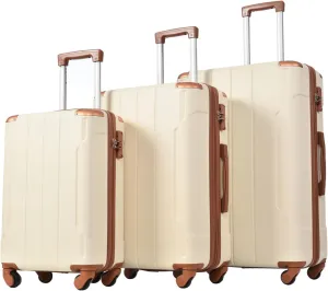 Hardshell Luggage Sets 3 Pcs Spinner Suitcase With Tsa Lock Lightweight Travel, 20" 24" 28"