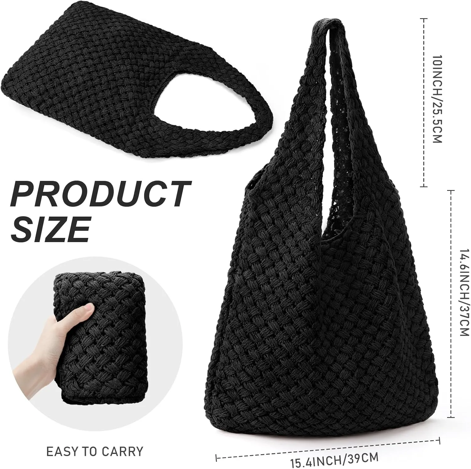 hatisan Crochet Bags for Women - Summer Beach Tote, Aesthetic Hippie Knit Bag