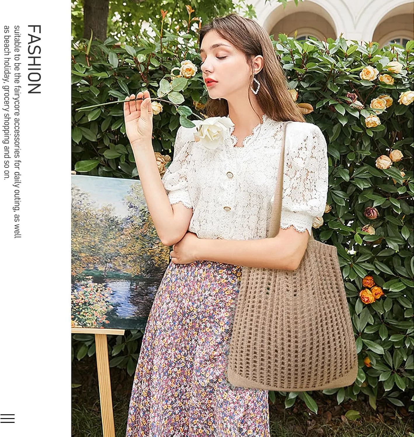 hatisan Crochet Bags for Women - Summer Beach Tote, Aesthetic Hippie Knit Bag