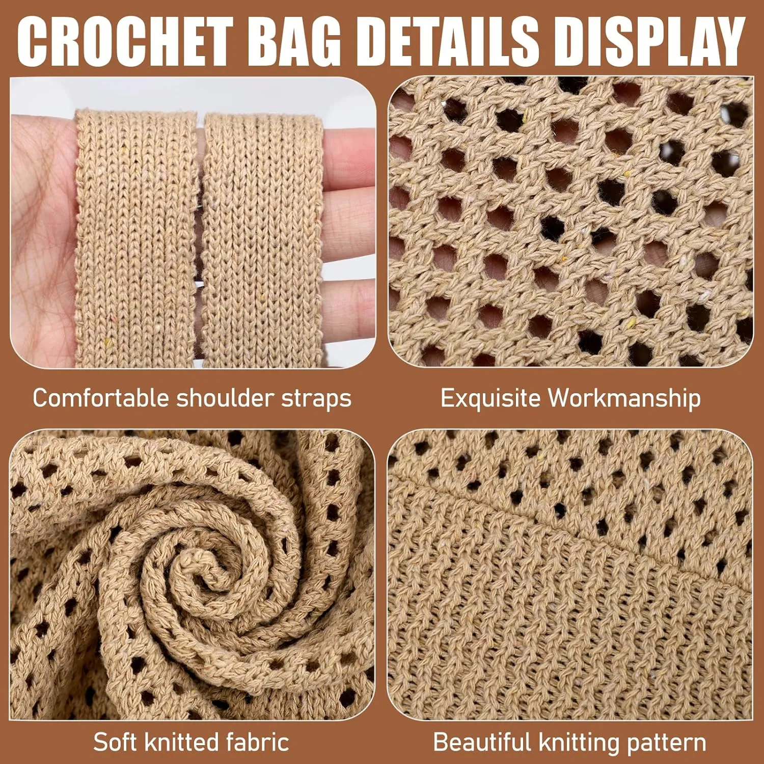 hatisan Crochet Bags for Women - Summer Beach Tote, Aesthetic Hippie Knit Bag
