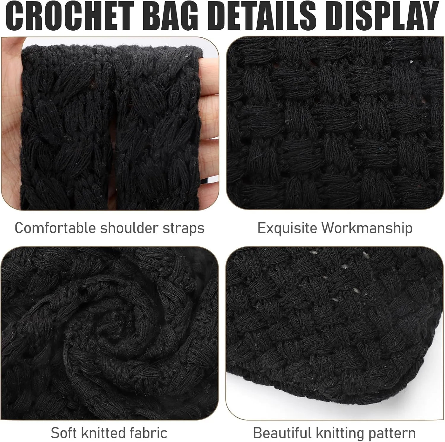 hatisan Crochet Bags for Women - Summer Beach Tote, Aesthetic Hippie Knit Bag