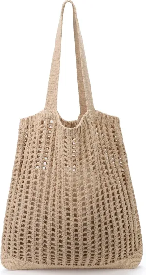hatisan Crochet Bags for Women - Summer Beach Tote, Aesthetic Hippie Knit Bag