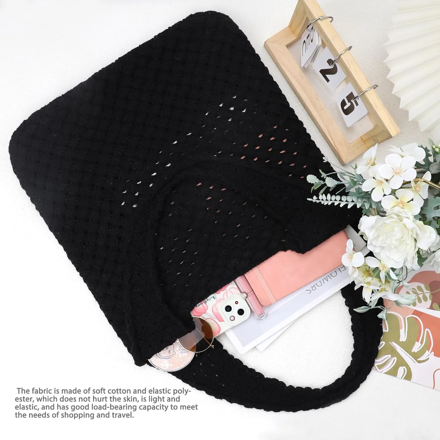 hatisan Crochet Bags for Women - Summer Beach Tote, Aesthetic Hippie Knit Bag