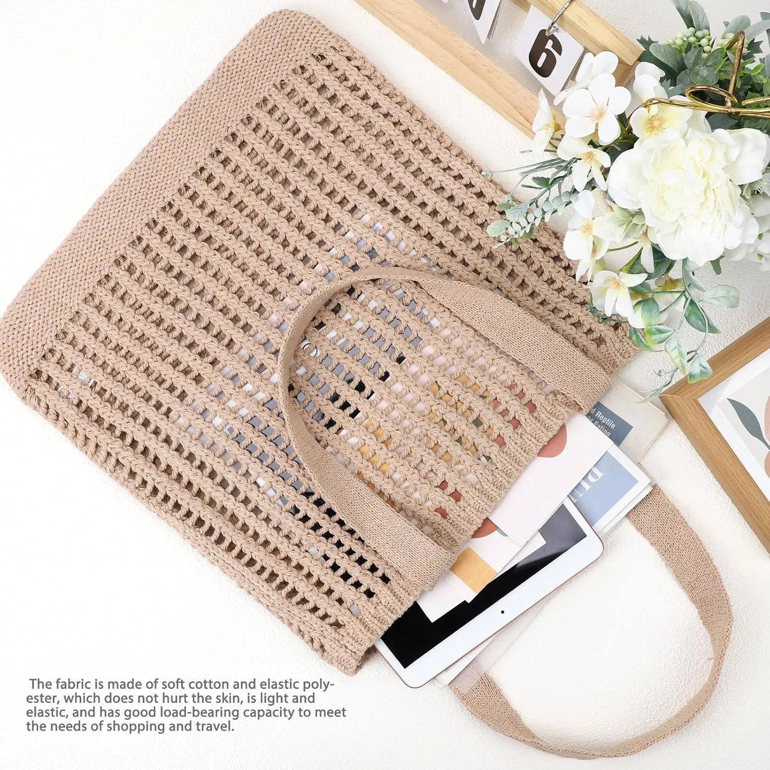 hatisan Crochet Bags for Women - Summer Beach Tote, Aesthetic Hippie Knit Bag