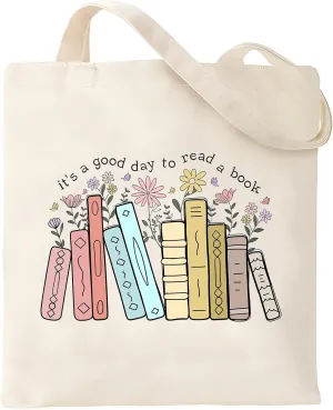 Haukea Aesthetic Canvas Bag with Inner Pockets - Cute Cloth Bags for Women - Book Tote - Reusable Graphic Cotton Bags