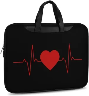 Heartbeat Line Leather Bag Laptop Case Slim Water Resistant Computer Bags with Handle Briefcase for Work