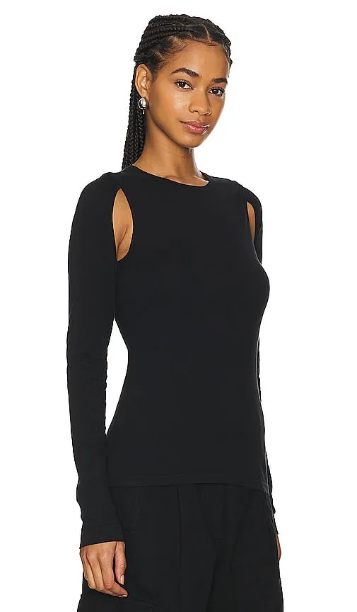 Helmut Lang Cutout Crew Tee in Black
