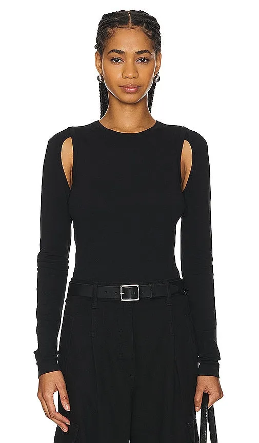 Helmut Lang Cutout Crew Tee in Black