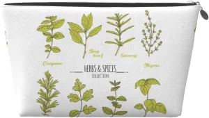 Herbs and Spices Makeup Bag Women Travel Size Toiletries Leather Waterproof Toiletry Bag Travel Essentials for Shampoo, Conditioner, Personal Item, Toiletries