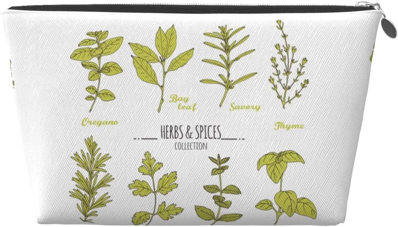 Herbs and Spices Makeup Bag Women Travel Size Toiletries Leather Waterproof Toiletry Bag Travel Essentials for Shampoo, Conditioner, Personal Item, Toiletries