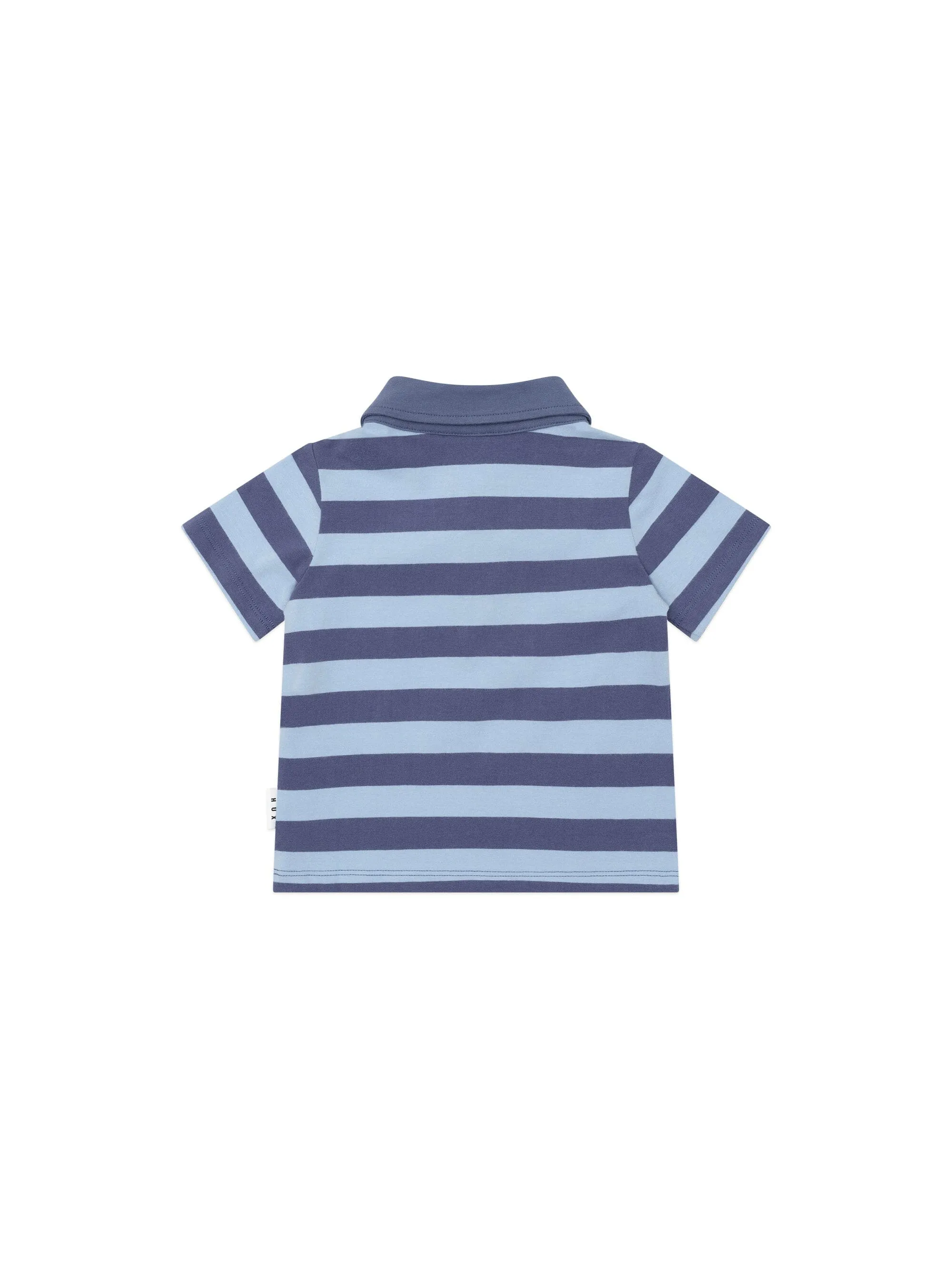 Huxbaby - Peeping Hux Blue Stripe Polo T-Shirt - HB2060W25