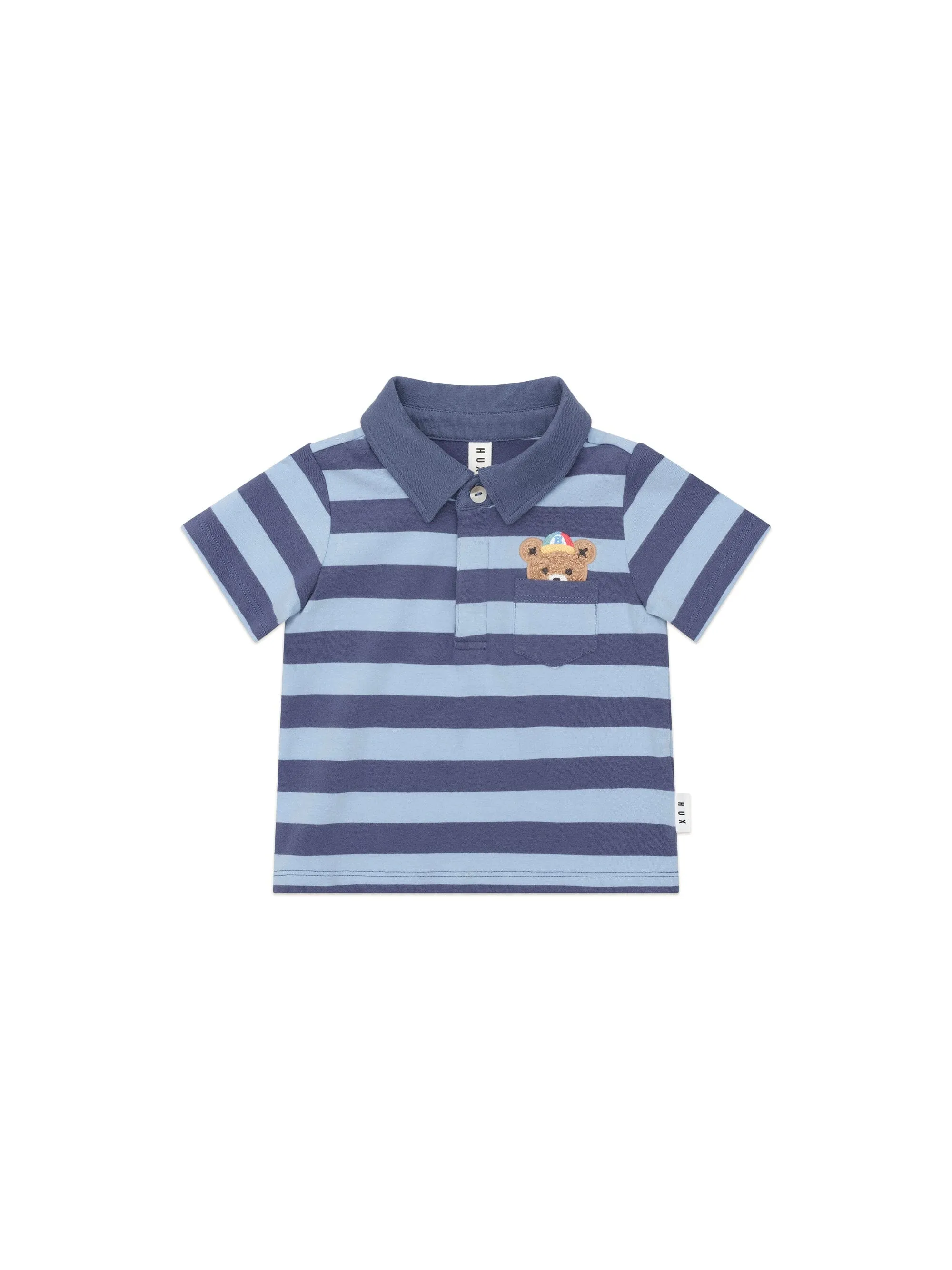 Huxbaby - Peeping Hux Blue Stripe Polo T-Shirt - HB2060W25