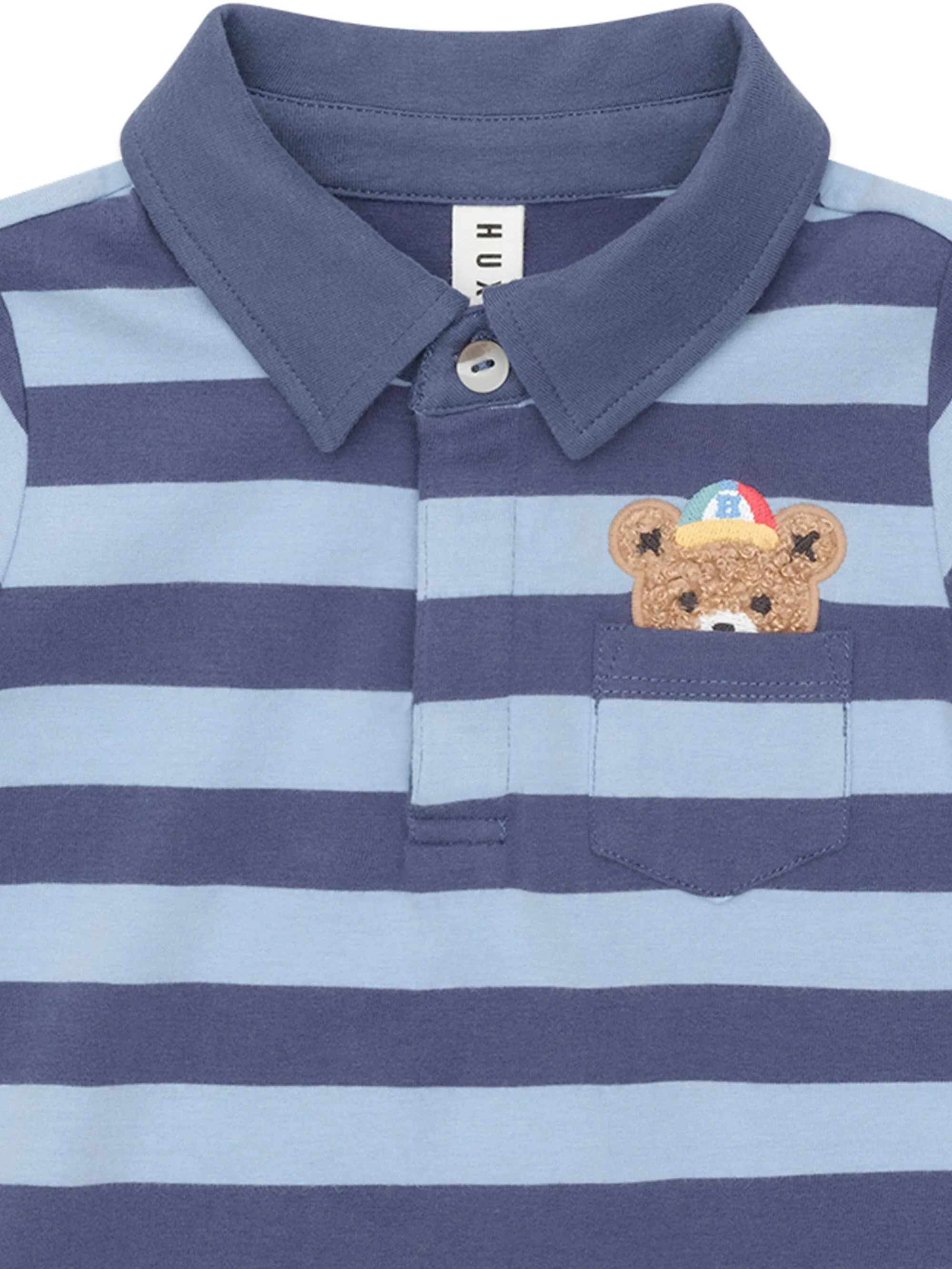 Huxbaby - Peeping Hux Blue Stripe Polo T-Shirt - HB2060W25