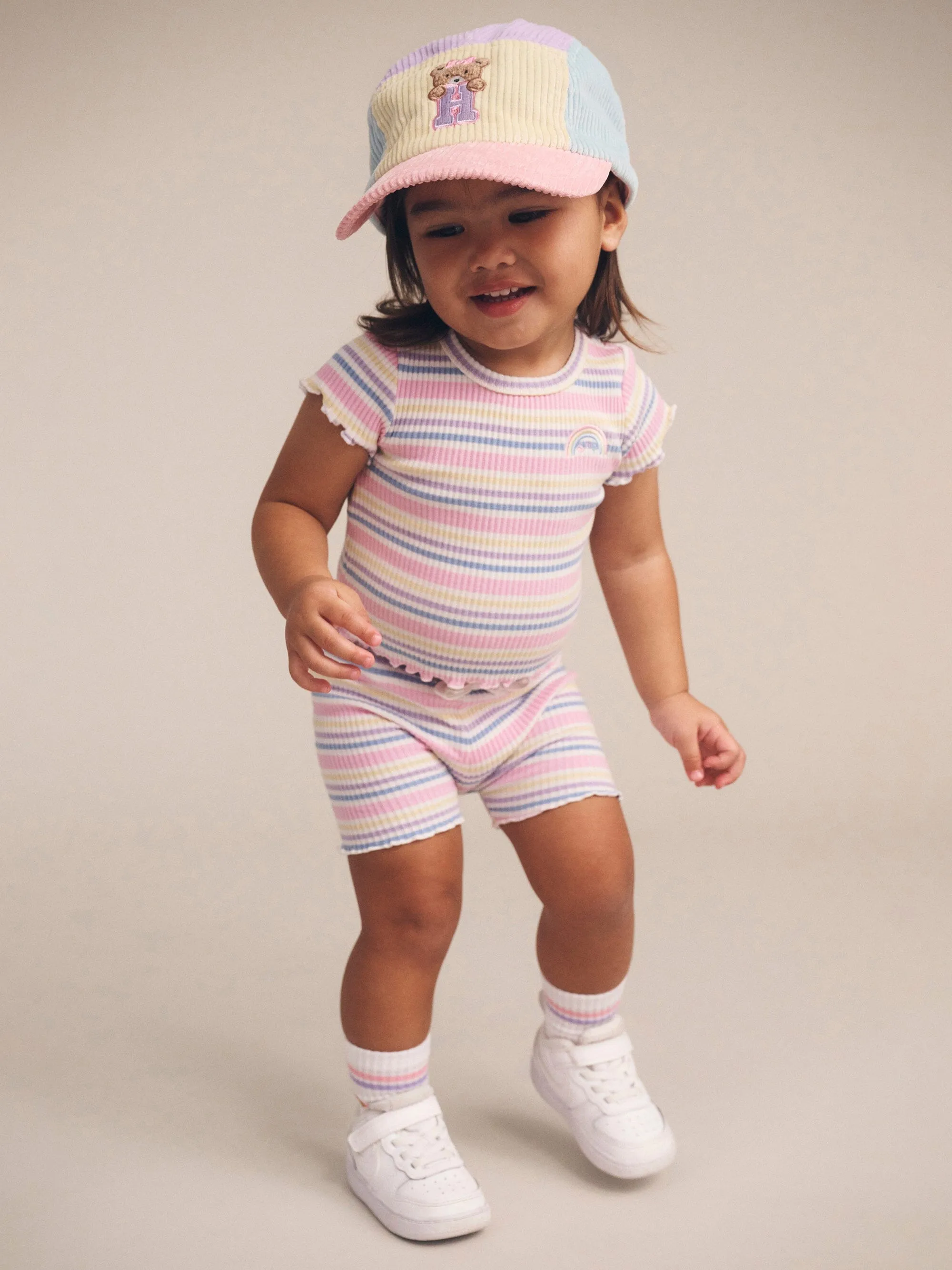 Huxbaby - Rainbow Stripe Rib Tee - HB2279W25