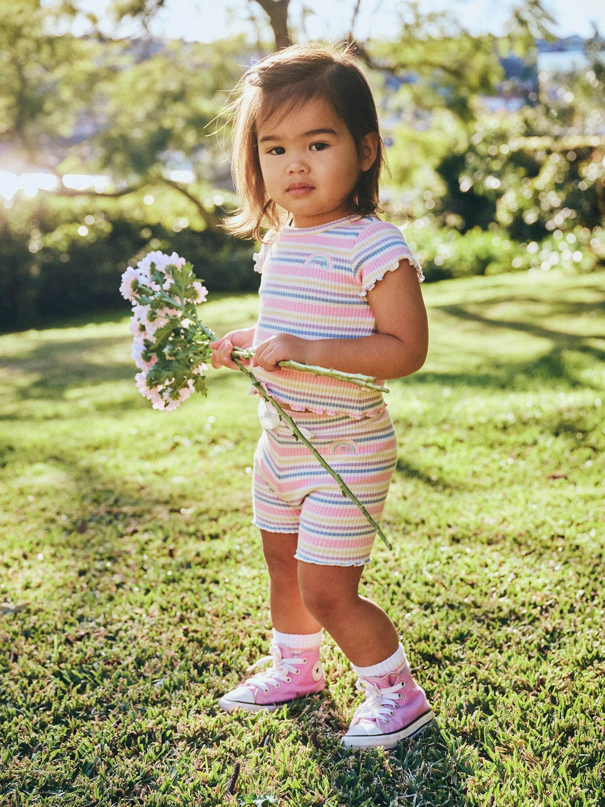 Huxbaby - Rainbow Stripe Rib Tee - HB2279W25
