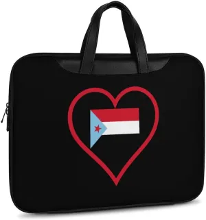 I Love South Yemen Red Heart Leather Bag Laptop Case Slim Water Resistant Computer Bags with Handle Briefcase for Work