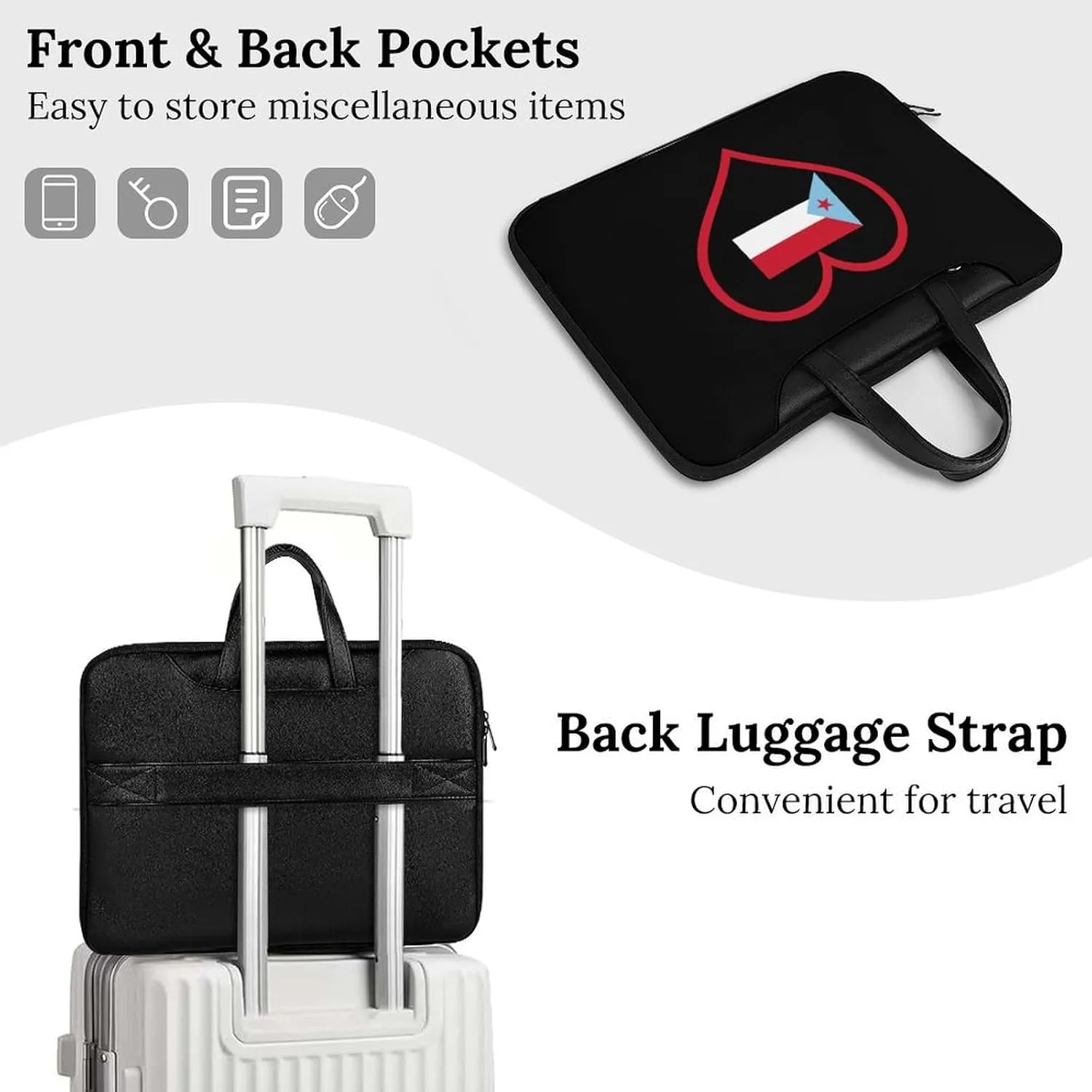I Love South Yemen Red Heart Leather Bag Laptop Case Slim Water Resistant Computer Bags with Handle Briefcase for Work