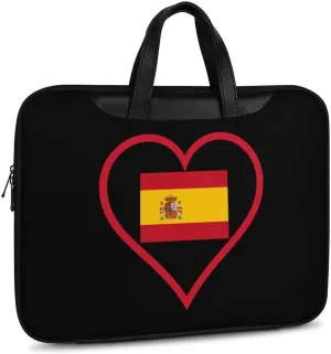 I Love Spain Red Heart Leather Bag Laptop Case Slim Water Resistant Computer Bags with Handle Briefcase for Work