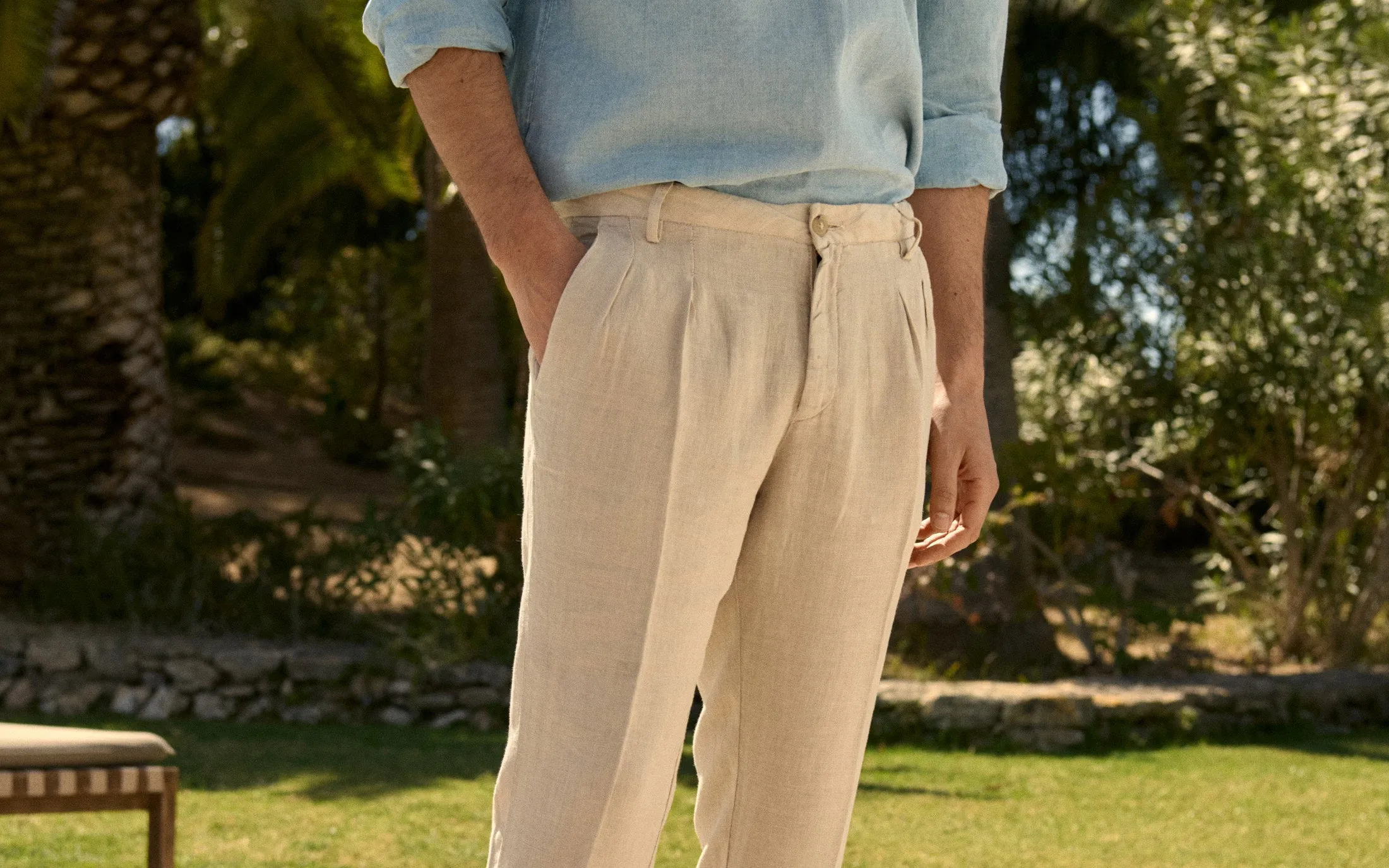 Irish Linen Savana Trousers - I31NP - Kaki Beige