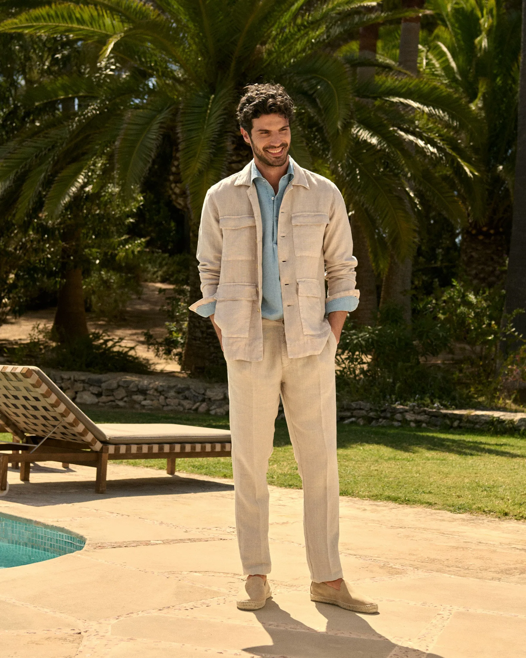 Irish Linen Savana Trousers - I31NP - Kaki Beige