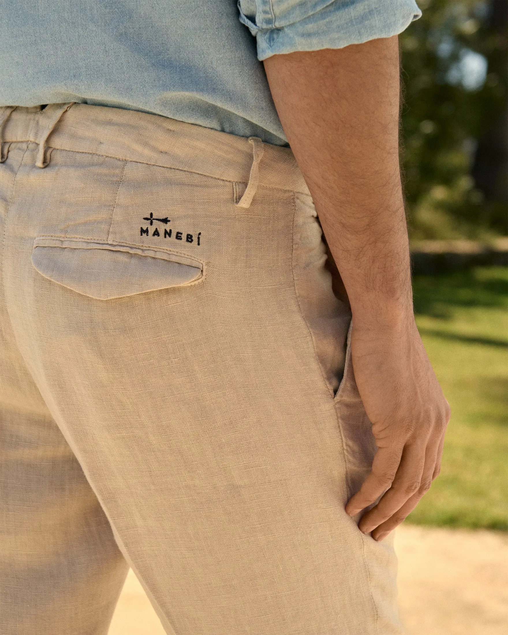 Irish Linen Savana Trousers - I31NP - Kaki Beige