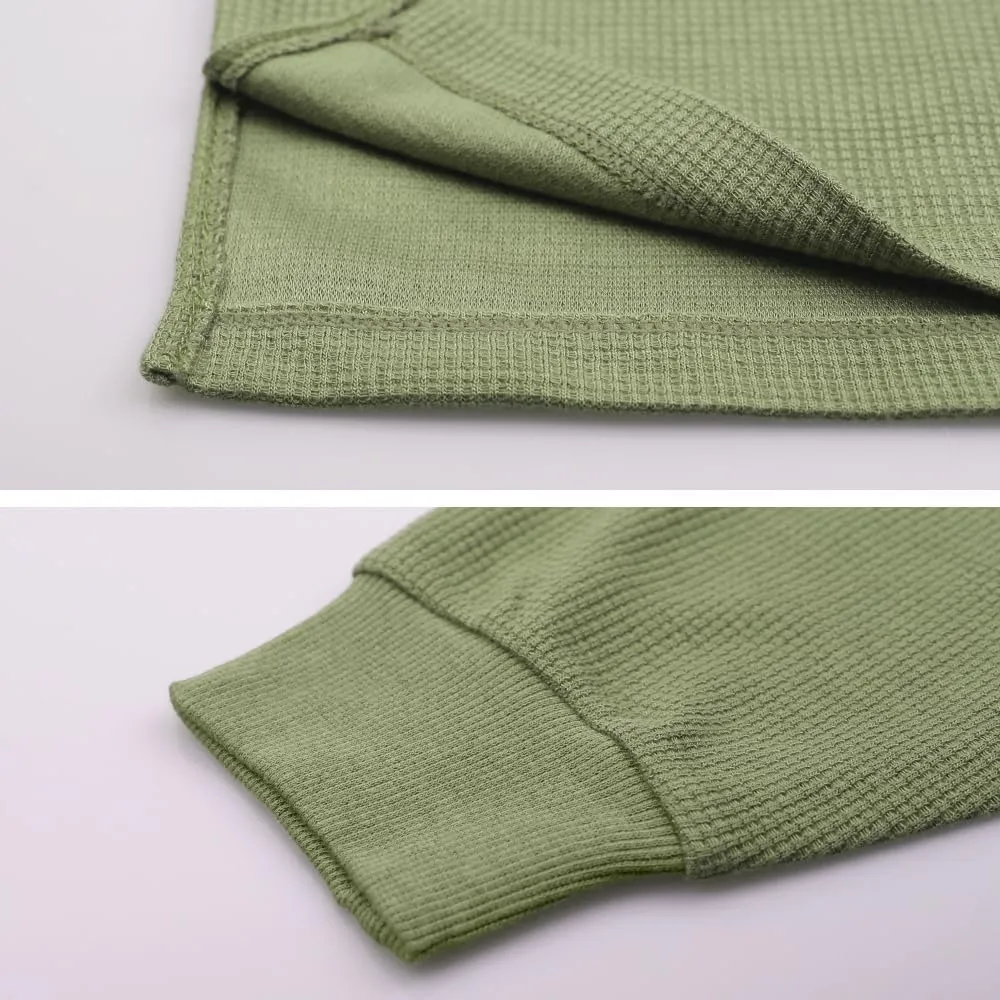 JEEING GEAR Men's Basic Long Sleeve Waffle Sweatshirt Loose Fit Workout Pullover Crewneck Shirt