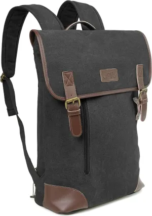JESSIE & JAMES Vintage Canvas Concealed Carry Backpack for Women Men Large Travel Backpack BLACK