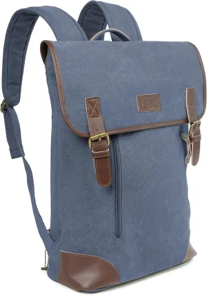 JESSIE & JAMES Vintage Canvas Concealed Carry Backpack for Women Men Large Travel Backpack BLUE