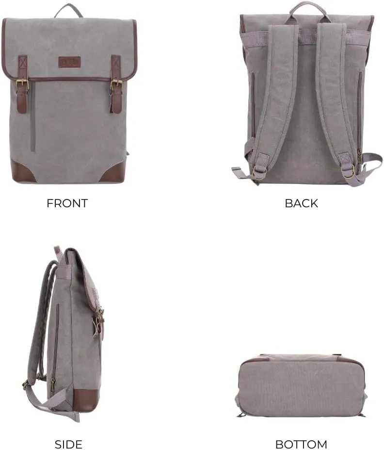 JESSIE & JAMES Vintage Canvas Concealed Carry Backpack for Women Men Large Travel Backpack GREY