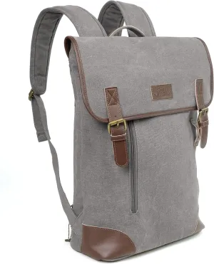 JESSIE & JAMES Vintage Canvas Concealed Carry Backpack for Women Men Large Travel Backpack GREY