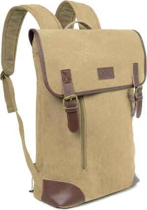 JESSIE & JAMES Vintage Canvas Concealed Carry Backpack for Women Men Large Travel Backpack KHAKI