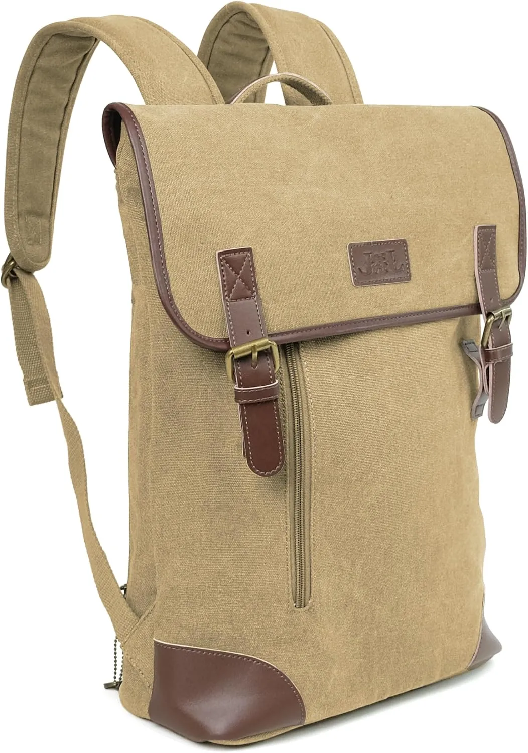 JESSIE & JAMES Vintage Canvas Concealed Carry Backpack for Women Men Large Travel Backpack KHAKI