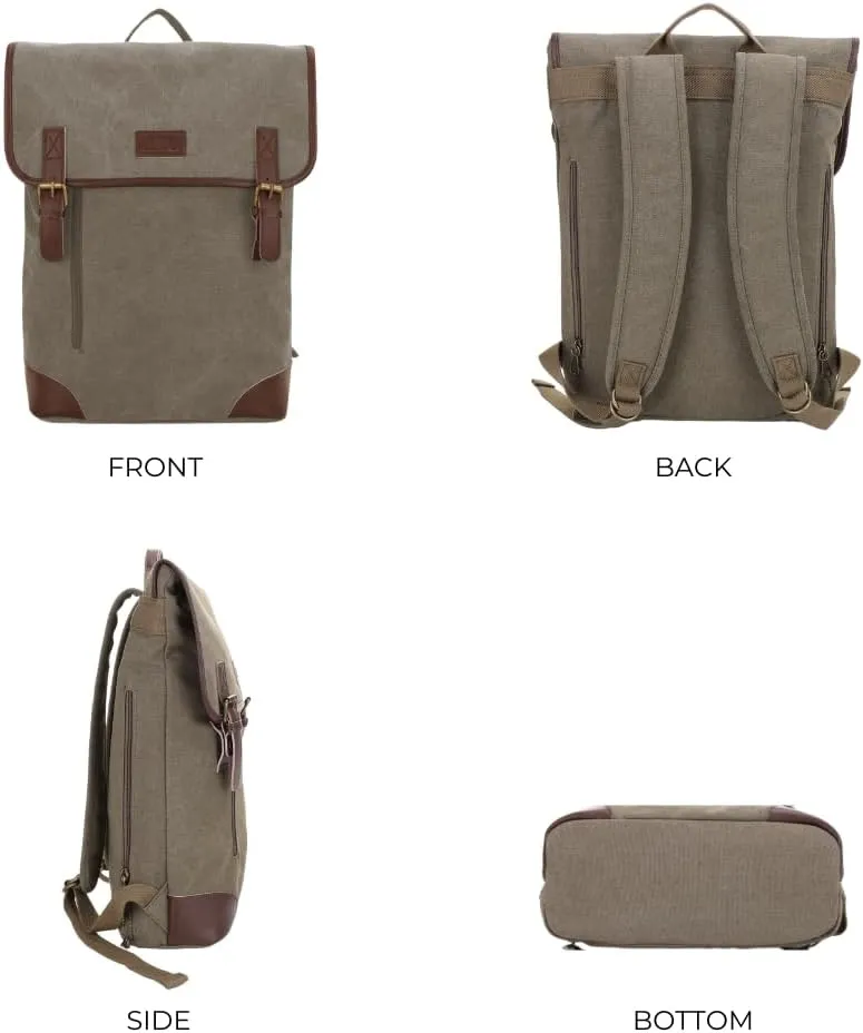JESSIE & JAMES Vintage Canvas Concealed Carry Backpack for Women Men Large Travel Backpack OLIVE