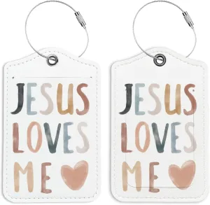 Jesus Loves Me Luggage Tags for Suitcases, Luggage Tags for Suitcases Women, Scripture Luggage Tag, Luggage Tags Cute, Back to School, Trendy Girly 2 Pack Travel Luggage Tags