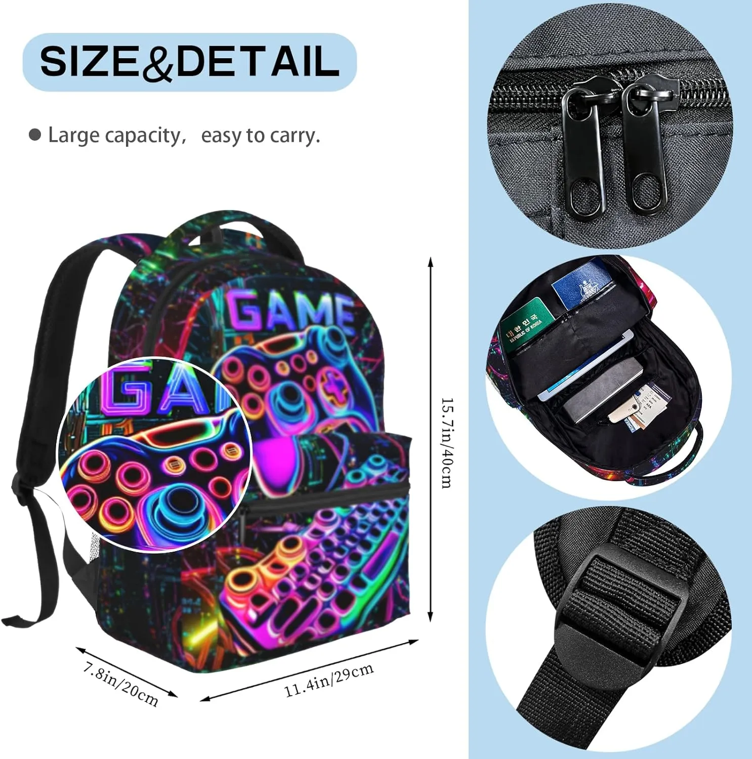 Kids Backpack Boys Game Backpacks Boys Backpack for Kids School Backpacks For Teens Elementary Middle School Bookbag for Ages 6-18 Travel Back Pack