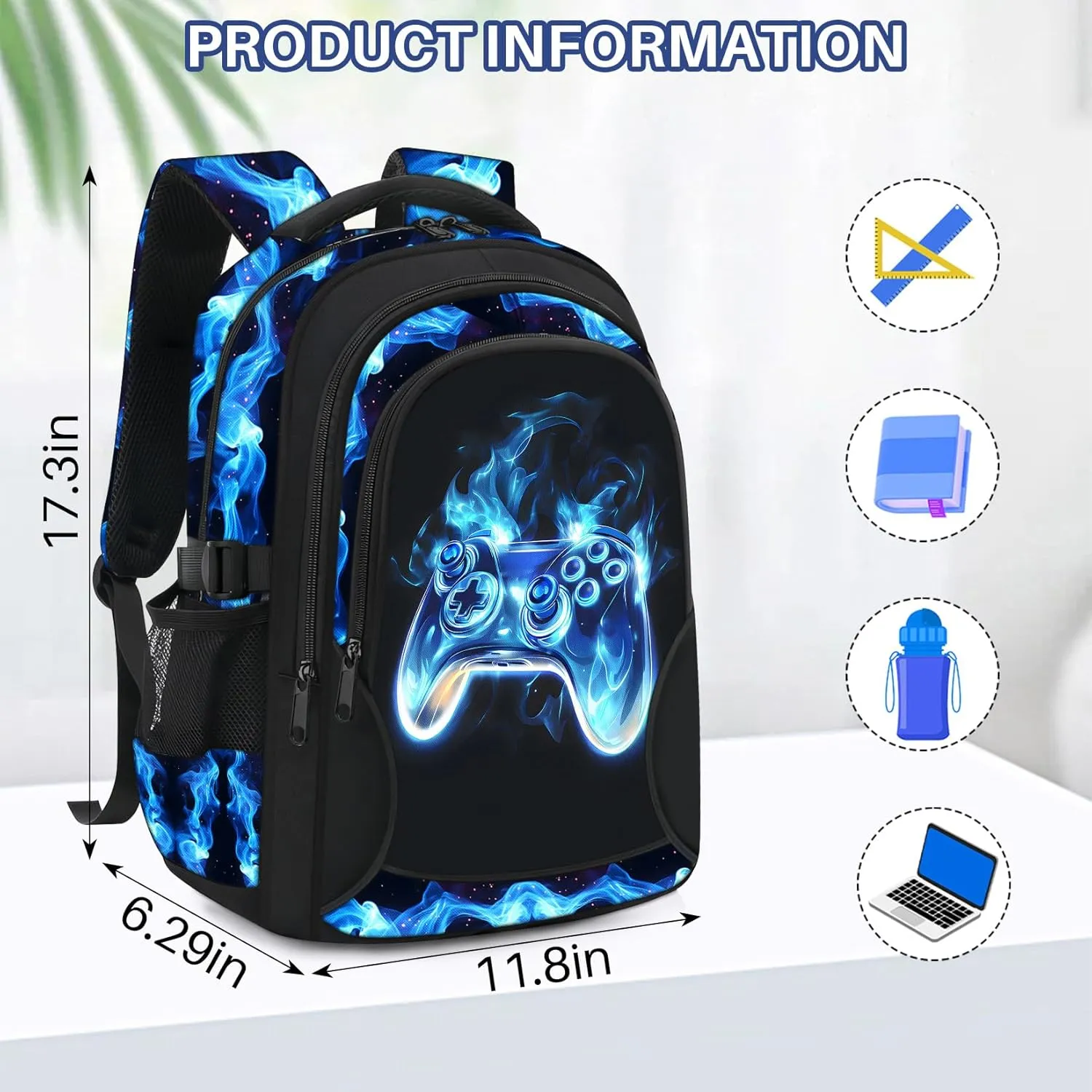Kids Backpack for Boys - Gamer Boys Backpacks for Kids Teens Elementary Middle School, 17 Large Capacity Students Bookbag, Perfect for Travel and School