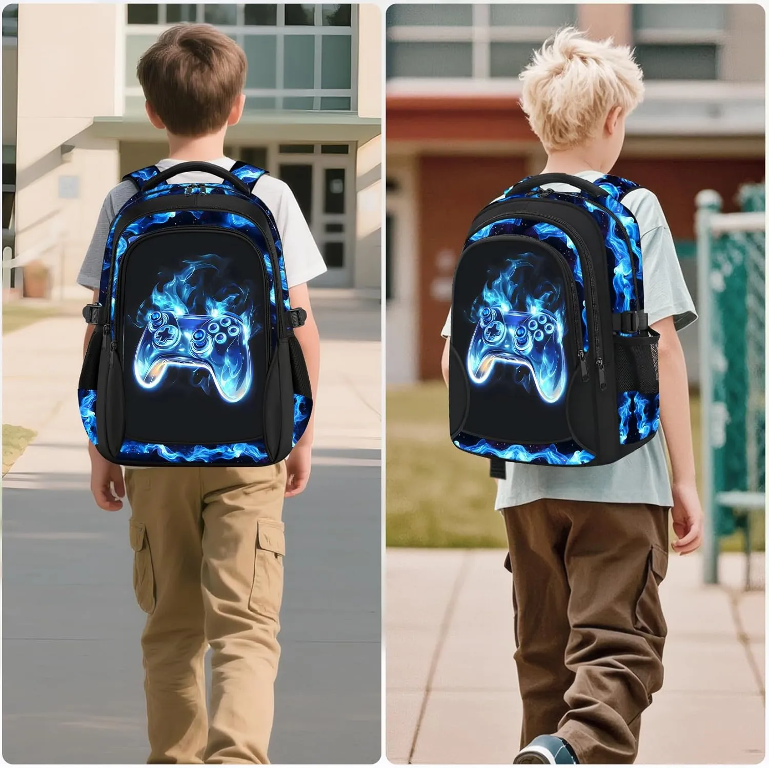 Kids Backpack for Boys - Gamer Boys Backpacks for Kids Teens Elementary Middle School, 17 Large Capacity Students Bookbag, Perfect for Travel and School